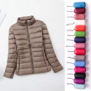 Plus Size Light Down Jacket Women Inner Cloth Autumn Winter Slim Short Stand Collar Warm White Duck Down Coat Women Outerwear