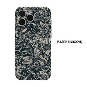 Monochrome Oni Art Phone Case for iPhone 18 17 16 15 14 13 12 11 Air Pro Max Plus Double-layer Cover