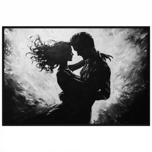 Tranh tình yên đen trắng nghệ thuật.Tranh treo tường dán tường sơn dầu canvas trang trí.CGI-1655