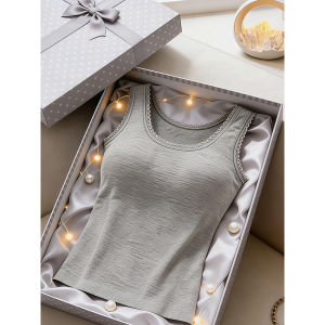 Grey Lace Round Neck Padded Slim Fit Camisole