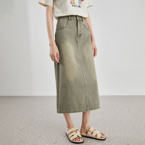 กระโปรงยีนส์ทรงตรงสีพื้น กระโปรงทรงเอเอวกลาง กระโปรงทรงเอยาวปานกลาง กระโปรงทรงเอเอวสูง กระโปรงทรงเอเอวต่ำ กระโปรงทรงเอเอวกลาง