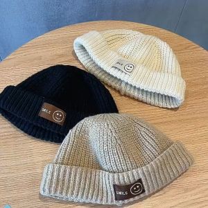 หมวกไหมพรมเด็ก 4เดือน-3ปี ป้ายอิโมจิ SMILE ผ้าคอตตอน 100% หุ้มรอบ 42-52 cm สำหรับเด็กผู้ชายและผู้หญิง