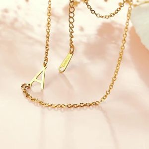 Skyrim Fashion A-Z Alphabet Pendant Necklaces for Women Girls Stainless Steel Jewelry Classic Initial Letter Charm Choker Neck