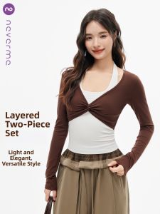 never me | Slimming Yoga Set with Padded Bra Top and Casual Long Sleeve Top