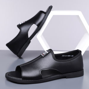 Casual Mens Sandals Summer Fashion Thick Bottom Anti-Slip Slip-On Beach Shoes Soft Bottom Driving Outdoor Wear PVC Upper