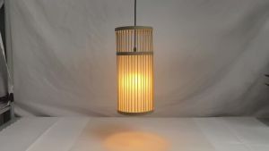 JOYINLED Bamboo Pendant Light Japanese Style Natural Bamboo Lamp Shade 18x42CM Wabi Sabi Rattan Lamp for Home Cafe Hotel E27