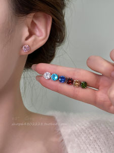 Elegant Fashionable Color Diamond Stud Earrings for Women Personality Alloy Geometric Pattern Jewelry Unique Personality Accessory