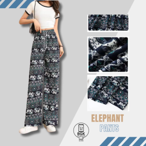 Casual Elephant Print High Waist Wide Leg Pants Women’s Summer Beach Thin Loose Trousers