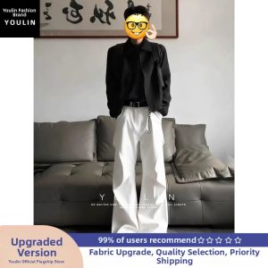 YOULIN | Black American Wrinkled Casual Trouser