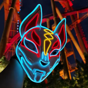 Fortnite Sky Fox LED Glow Mask Light Up Japanese Anime Fox Mask Luminous LED Mask Game Theme Mask Halloween Party Cosplay Face Mask