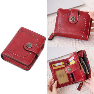 Retro Hollow-Out Short Purse for Women Multi-Card Zipper Wallet Europe and America Fashion New