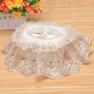 Nordic Style Embroidered Lace Towel Holder Car Use Fabric Art Living Room Bead Stitching Storage Bag Handmade Towel Box
