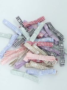 5Pcs 1x7cm Lattice Ribbons Bows Plaid Satin Ribbon Bow Flower for Craft Handwork Bowknots DIY Hair Clip Gift Clothes Decor Bow