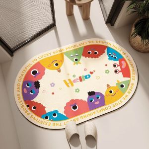 Adorable Cartoon Bathroom Mat Bathroom Entrance Water Absorbent Silicon Dendroid Anti Slip Carpet for Washroom Home Use