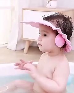 BISA COD - Baby Shower Cap Kuping / Topi Keramas Anak Bayi Mandi / Penutup Pelindung Telinga Mata / Shower Hat