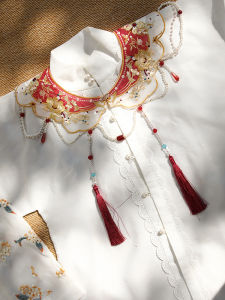 Liluo Pavilion Ming Dynasty Chinese Style Pearl Cloud Shoulder Full Set Red Wind Horse Tail Skirt Shawl Womens Accessory