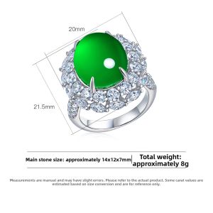 AILEQ | Jasper Agate S925 Sterling Silver Ring Compare to Jade