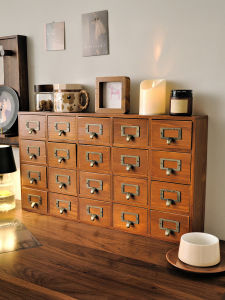 JUXIANYOU | Retro Wooden Drawer Nested Storage Cabinet