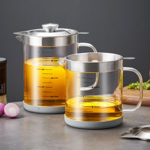 GIANXI Glass Oil Filter Kitchen Seasoning Tank Oil Tank Impurity Separator Fine Mesh Oil Filter Container Cooking Tool