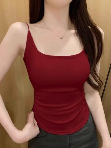 LUOFEN | Red Backless Strapless Tank Top for Women Summer Autumn Season Anti-Underarm Bulge Innerwear