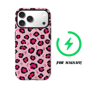 BILIBILI | Pink Leopard Phone Case for iPhone 18 17 16 15 14 13 12 11 Air Pro Max Plus Double-layer Cover