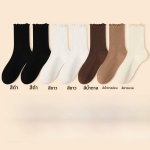 MiiOW | ถุงเท้าผู้หญิงเอวกลางลายดอกไม้ ถุงเท้าผ้าฝ้ายกันแบคทีเรีย ถุงเท้าแบบสวมสบาย ถุงเท้าผ้าฝ้ายแบบไม่มีกระดูก ถุงเท้าแบบสวมสบาย