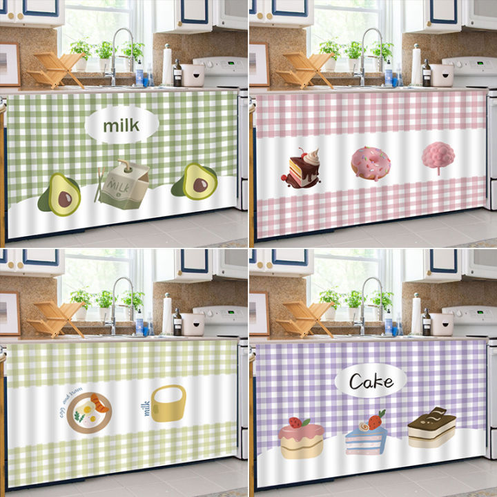 Cute Cartoon Cabinet Curtain Creative Kitchen Curtains No Punching ...