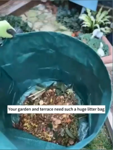 🌿 ​ถุงเก็บใบไม้สวน XXL พับเก็บได้ 3 ชั้น​ ✨ ด้ามจับแดงดำลายตาราง×PPทนทาน⚡ เก็บขยะกิ่งไม้+ใบไม้เปียก🌳 รับน้ำหนัก15kg+กันรั่วซึม