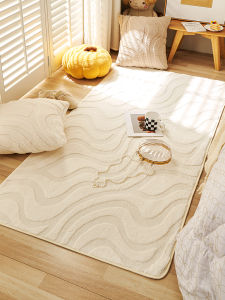 Thickened Plush Carpet Mat Simple Cream Style for Living Room And Bedroom Anti-Slip Washing Machine Washable Home Decor Rug