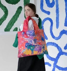 Loqui Artist Marc Chagall Large Capacity Shoulder Bag Eco-friendly Organizer Backpack Red Blue Circus Foldable Shopping Bag