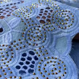 SJD LACE Nigerian Embroidery Cotton Lace 2025 Clearance Style African Lace Fabric with Stones for Evening Party Dresses Sew 4009