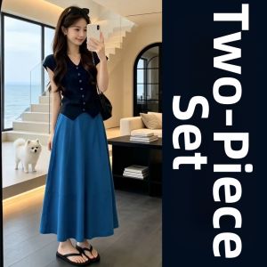 NIUVIES | New Blue Polo Dress for Petite Women Summer Korean Style