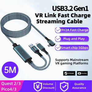 new USB3.2 Gen1 VR Link Cable for Oculus Quest 3S/3/2 PICO Neo 3 PICO 4 Fast Charge 9V 2A Cable 5Gbps USB-C Data VR Streaming Line Free Shipping