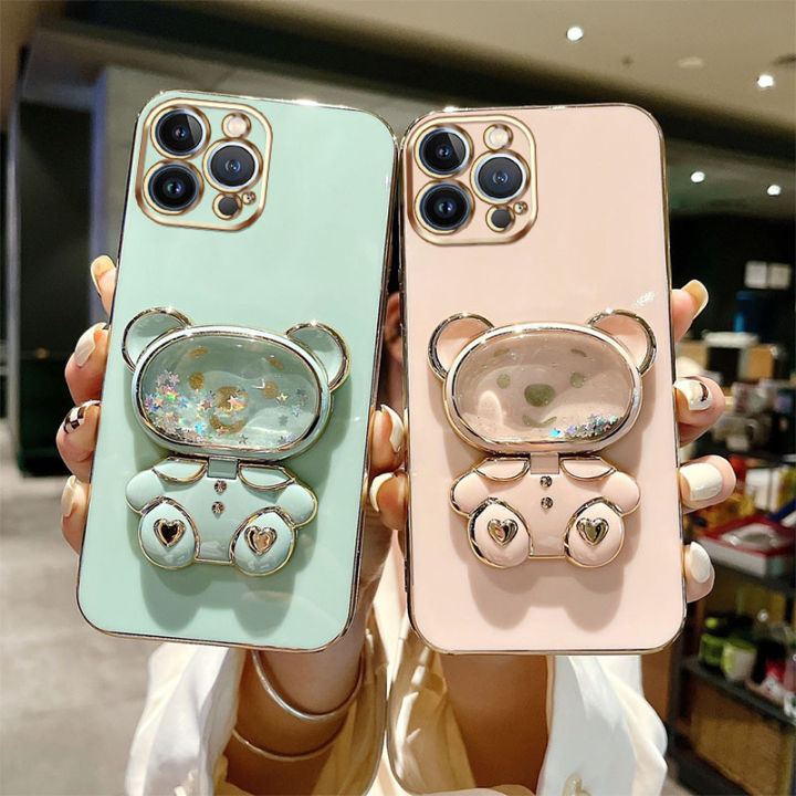 YBD 2023 New Case For Xiaomi Redmi Note Note 9S 10 LITE Note Pro Note9  Pro Max POCO M2 Pro Case New Design Starry Sky Stand Bracket Bear Plating 