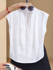 Áo Len Cardigan Không Tay Cổ Chữ V Dáng Rộng Mỏng Mùa Hè Cho Nữ Áo Sơ Mi Cổ Chữ V Không Tay Màu Trơn Đơn Giản Đa Năng Cao Cấp