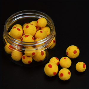 18Pcs Yellow Red Foam Fishing Bait Lures - EVA Material Round Floating Carp Bait European Fishing Lures Realistic Fish Lure