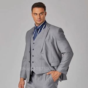 Gray Mens XS-6XL Spring New Wedding Fashion Handsome Suit Business Cargo Trousers Plus Size Three Sets Fat Friendly Clothing