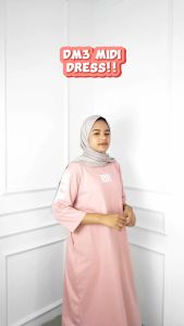 Midi Dress Wanita Jumbo DM3 Midi Kaos Katun Combed 24s Sablon S M L XL XXL 3XL Long Tunik Casual