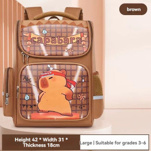 《Back to School Sales》Fashion Capybara cartoon Kids School Bag (6-15Y)  Waterproof large capacity Childrens School backpack  Spine Protection Load Reduction Primary Students School Bag With Reflective