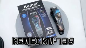 Kemei KM-735 Rechargeable Hair Clipper For Men Professional Electric Haircut Machine Cordless Hair Trimmer 2200mAh (Black)