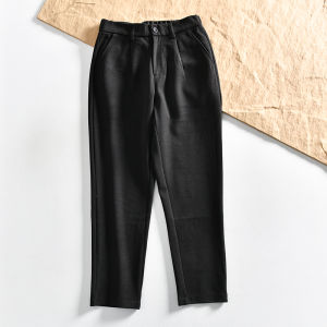 กางเกงขายาวทรงตรงผ้าขนสัตว์ผสมผ้าฝ้ายผสมสำหรับผู้ชาย ทรงหลวม สไตล์ลำลอง ฤดูใบไม้ผลิ ใหม่ ระบายอากาศได้ดี เอวยางยืด