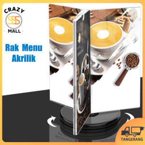 360° Berputar Stand Menu Acrylic  Rak Menu Akrilik  Acrylic Rotating Menu Card Stand  Acrylic Menu Stand Resto  Akrilik Menu Stand