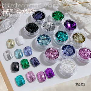 12 Màu Pha Lê Lớn Màu Xanh Lam Xanh Lá Cây Bạc Trắng Pha Trộn Kích Thước Pha Lê Lục Giác Lấp Lánh Cho Phụ Kiện Trang Trí Móng Tay