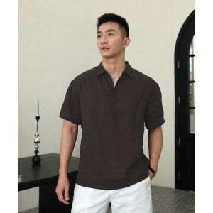 White Sun Protection Linen Short Sleeve Shirt Mens Summer Mature Stable Fashionable Thin Cotton Linen T-Shirt Breathable