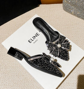 Xiaoxiang Style Womens Sandals with Low Heel and Coarse Arch Support Middle Heel Work Shoes for Summer Daily Wear Rubber Sole Ultrafine Leather Lining