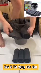 COMBO 12 CUỘN TÚI RÁC ĐEN TỰ PHÂN HỦY SIZE TRUNG 55X65CM (Loại Mỏng Dai) - An Toàn Thân Thiện Với Môi Trường