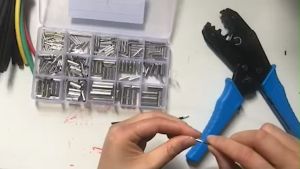 HS-40J Ratchet Terminal Crimping Tool Pliers with 200pcs Copper Wire Splice Connectors Ferrule Crimp Terminal 24-10 AWG