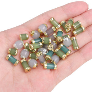 1PC Gold Plated Crystal Glass Bamboo Joint Oval Shape Loose Spacer Beads Charm For DIY Handmade Bracelet Necklace Keychain Jewelry Making Accessories