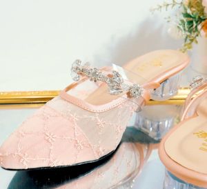 BernXs Shoes - Devinna Sepatu Pesta Wanita Brukat Heels Kondangan Hak Kaca 3 cm