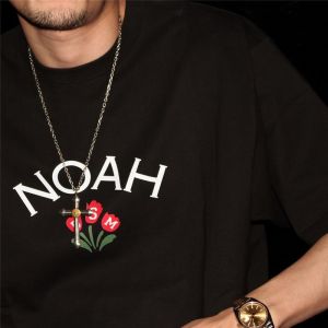 เสื้อยืดคอกลมแขนสั้นผ้าฝ้ายแท้ Noah RTCC ทรงหลวมสำหรับฤดูร้อนปี 2024 สไตล์อเมริกันสำหรับคู่รัก เสื้อยืดผู้ชาย